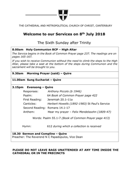 Our Services on 8Th July 2018 the Sixth