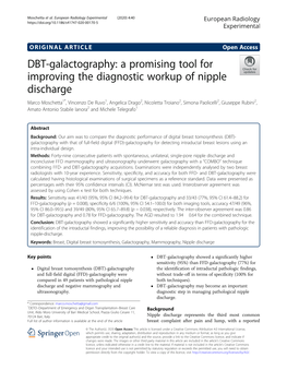 DBT-Galactography: a Promising Tool for Improving the Diagnostic Workup