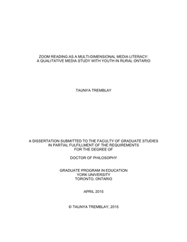 Zoom Reading As a Multi-Dimensional Media Literacy: a Qualitative Media Study with Youth in Rural Ontario