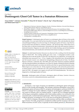 Dentinogenic Ghost Cell Tumor in a Sumatran Rhinoceros