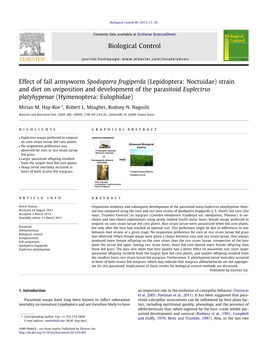 Effect of Fall Armyworm Spodoptera Frugiperda (Lepidoptera: Noctuidae