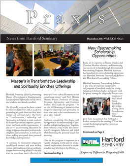 News from Hartford Seminary December 2014 • Vol