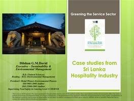 Case Studies from Sri Lanka Hospitality Industry