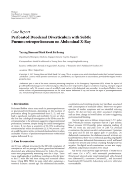 Perforated Duodenal Diverticulum with Subtle Pneumoretroperitoneum on Abdominal X-Ray