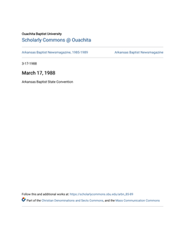 Scholarly Commons @ Ouachita March 17, 1988