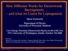 How Diffusion Works for Electroweak Baryogenesis – and What We Learn for Leptogenesis
