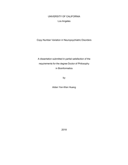 Copy Number Variation in Neuropsychiatric Disorders