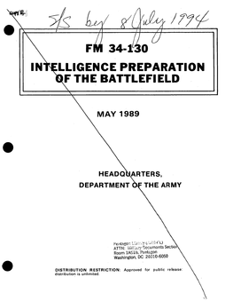 O LLIGENCE PREPARATION F the BATTLEFIELD MAY 1989 HEADQ