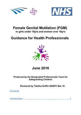 Female Genital Mutilation (FGM) in Girls Under 18Yrs and Women Over 18Yrs
