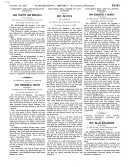 CONGRESSIONAL RECORD— Extensions of Remarks E1375 HON. NANETTE DIAZ BARRAGA´N HON. THEODORE E. DEUTCH HON. JIM COSTA HON