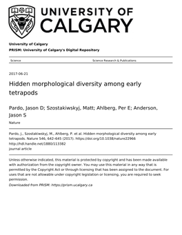 Hidden Morphological Diversity Among Early Tetrapods