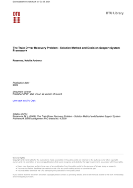 The Train Driver Recovery Problem - Solution Method and Decision Support System Framework