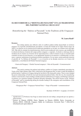 Remembering the “Defense of Paysandú” in the Traditions of the Uruguayan National Party