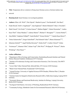 Temperature Drives Variation in Flying Insect Biomass Across a German Malaise Trap