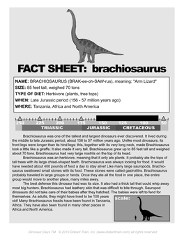 FACT SHEET: Brachiosaurus
