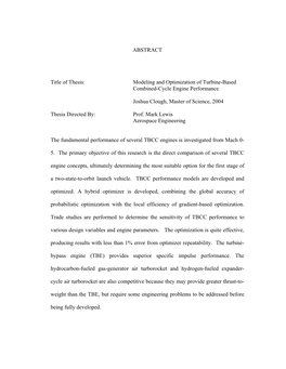 Modeling and Optimization of TBCC Engine