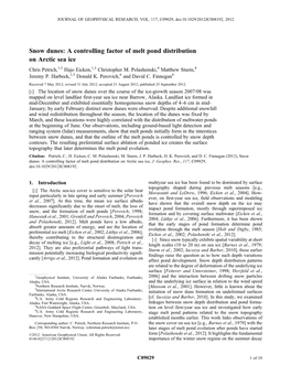 A Controlling Factor of Melt Pond Distribution on Arctic Sea Ice Chris Petrich,1,2 Hajo Eicken,1,3 Christopher M