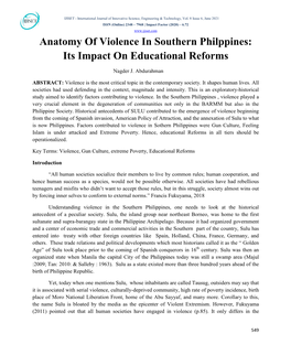 Anatomy of Violence in Southern Philppines: Its Impact on Educational Reforms