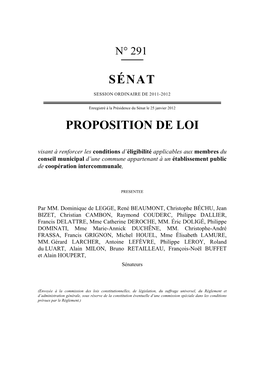 Sénat Proposition De