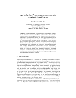 An Inductive Programming Approach to Algebraic Specification