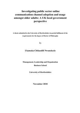 Investigating Public Sector Online Communication Channel Adoption and Usage Amongst Older Adults: a UK Local Government Perspective