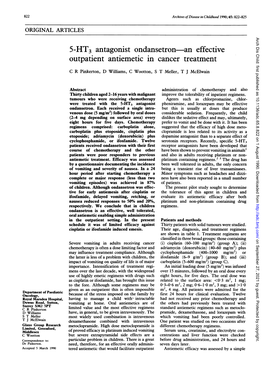 5-HT3 Antagonist Ondansetron-An Effective Outpatient Antiemetic in Cancer Treatment