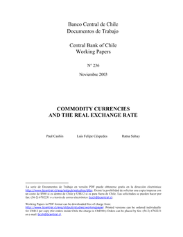 Commodity Currencies and the Real Exchange Rate