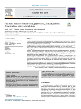 First-Time Mothers' Birth Beliefs, Preferences, and Actual Birth: A