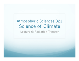 Lecture 6: Radiation Transfer