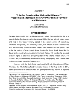 Freedom and Identity in Post-Civil War Indian Territory and Oklahoma