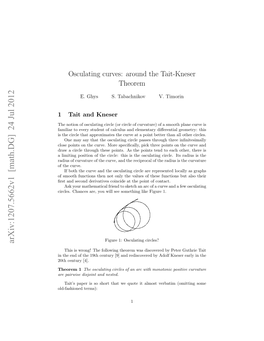 Osculating Curves: Around the Tait-Kneser Theorem