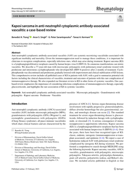 Kaposi Sarcoma in Anti-Neutrophil Cytoplasmic Antibody-Associated