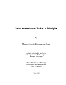 Some Antecedents of Leibniz's Principles
