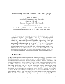 Generating Random Elements in Finite Groups