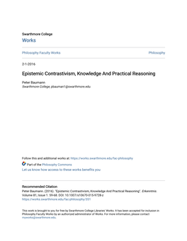 Epistemic Contrastivism, Knowledge and Practical Reasoning