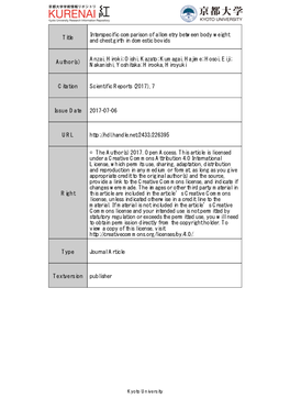 Title Interspecific Comparison of Allometry Between Body Weight And