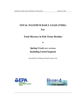 Total Maximum Daily Load (Tmdl) Development