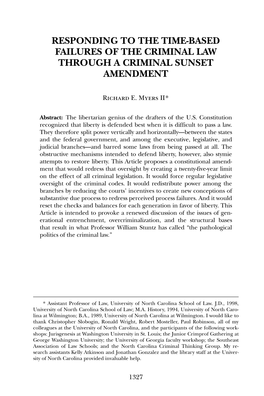 Responding to the Time-Based Failures of the Criminal Law Through a Criminal Sunset Amendment