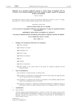 Publication of an Amendment Application Pursuant To