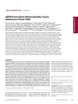 ADCK4-Associated Glomerulopathy Causes Adolescence-Onset FSGS