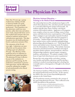 The Physician-PA Team