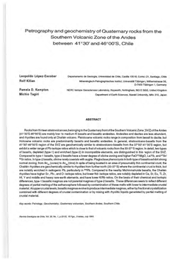 Petrography and Geochemistry of Quaternary Rocks from the Southern Volcanic Zone of the Andes Between 41 °30' and 46°00'S, Chile