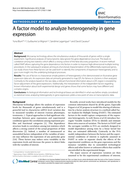 A Factor Model to Analyze Heterogeneity in Gene Expression BMC Bioinformatics 2010, 11:368