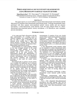 Three-Dimensional Sound Intensity Measurements Using Microflown