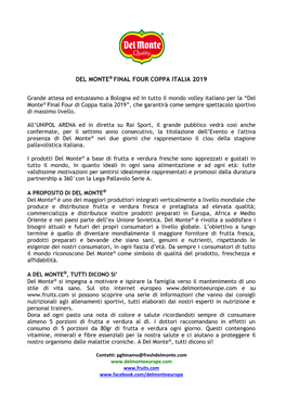 Del Monte® Final Four Coppa Italia 2019