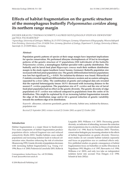 Effects of Habitat Fragmentation on the Genetic Structure of The