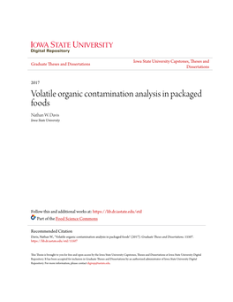 Volatile Organic Contamination Analysis in Packaged Foods Nathan W