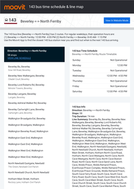 143 Bus Time Schedule & Line Route