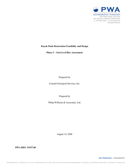 Kayak Point Restoration Feasibility and Design Phase 2 – Sea-Level