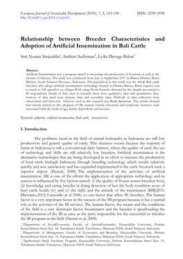 Relationship Between Breeder Characteristics and Adoption of Artificial Insemination in Bali Cattle